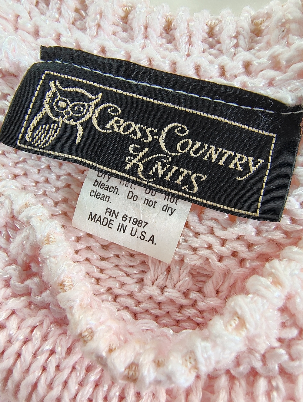 Cross Country Knits Women's Sweater 80's/90's Pink Cotton